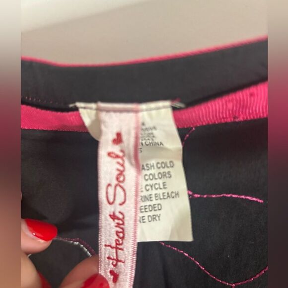 Heart Soul Black VINTAGE and Pink Floral Mini Skirt size m EUC - Picture 2 of 4